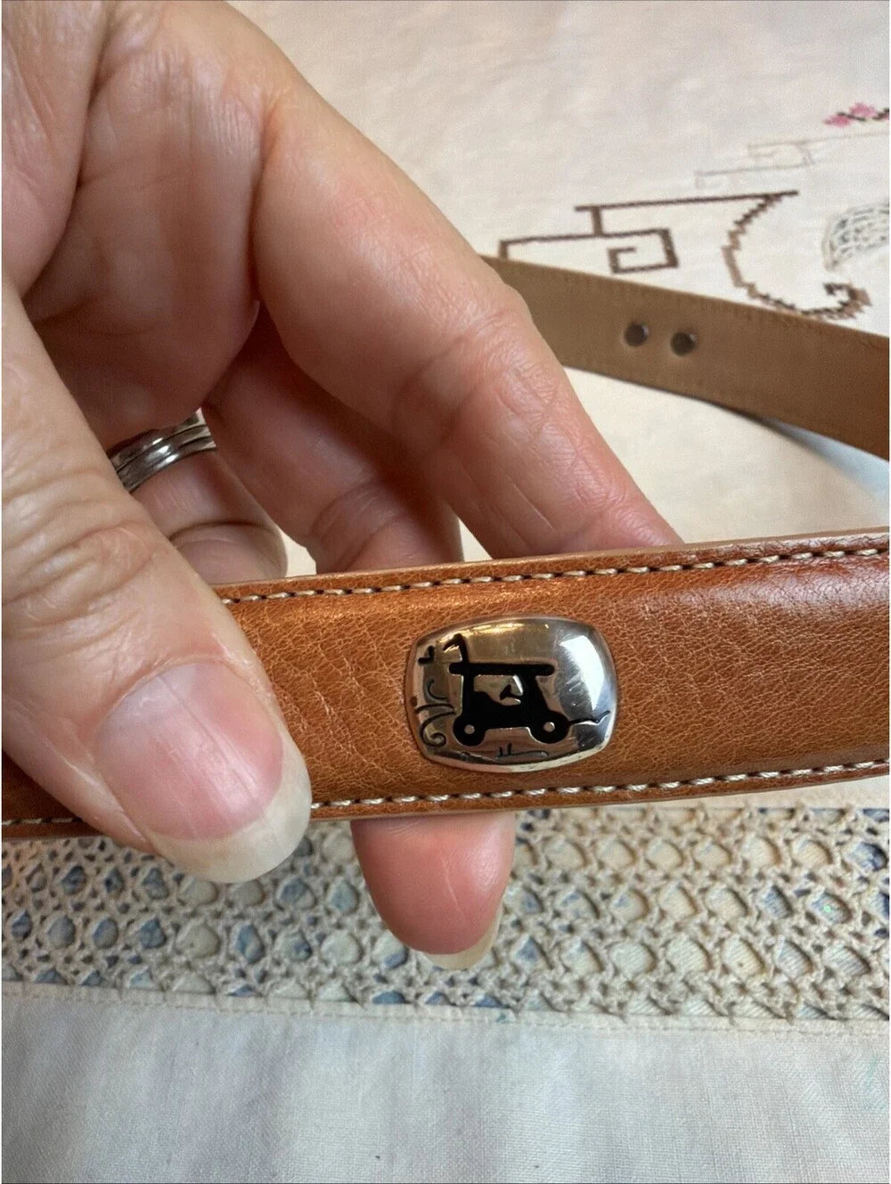 Brighton Tan Leather “I Love Golf” Belt Medium USA Made